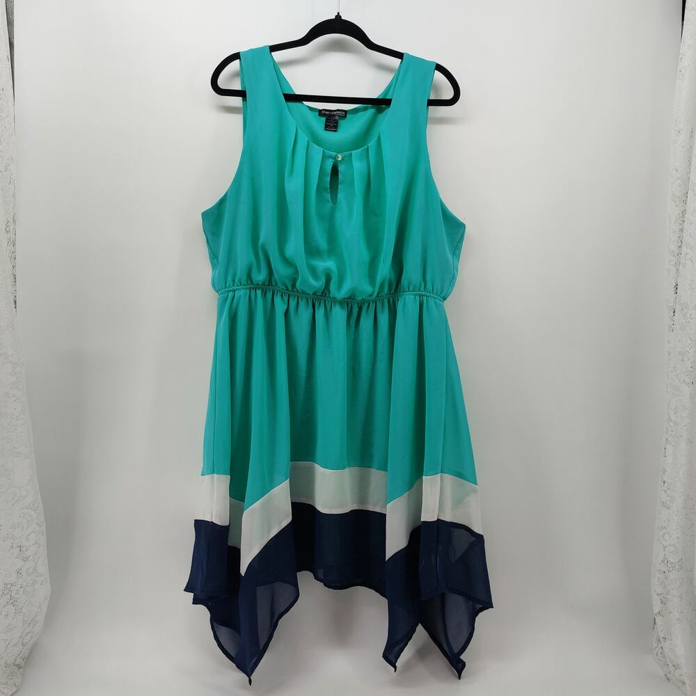 Love Cameron Womens Dress Plus Size 3X Teal Green Blue Sleeveless
